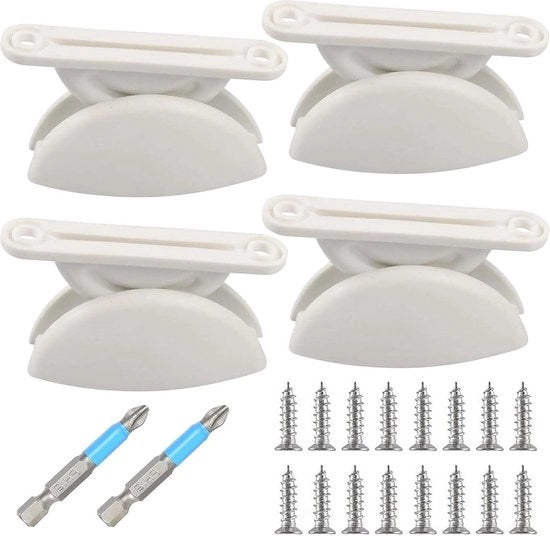 Set di 4 fermagli di sicurezza in plastica per camper, caravan, campeggio, barca - Bianco.