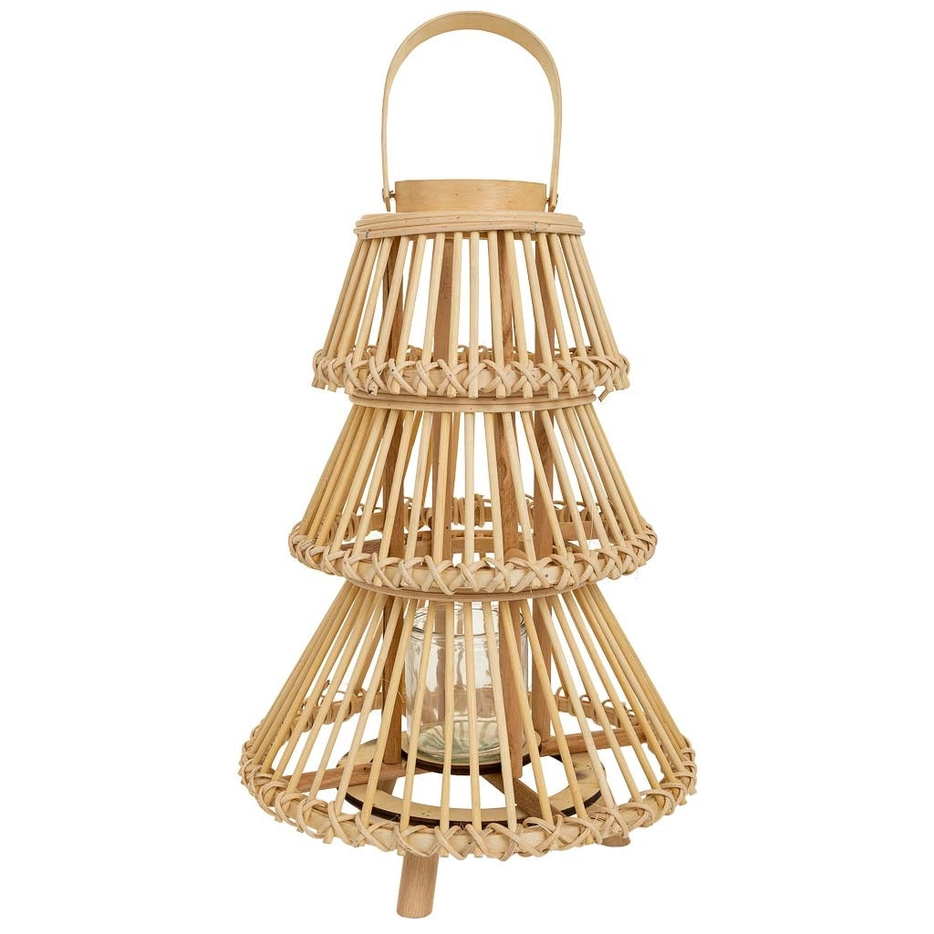 Lanterna portacandela in bambù marrone d29x42h