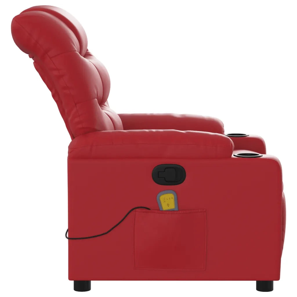 Poltrona Massaggiante Reclinabile Rossa in Similpelle 374145
