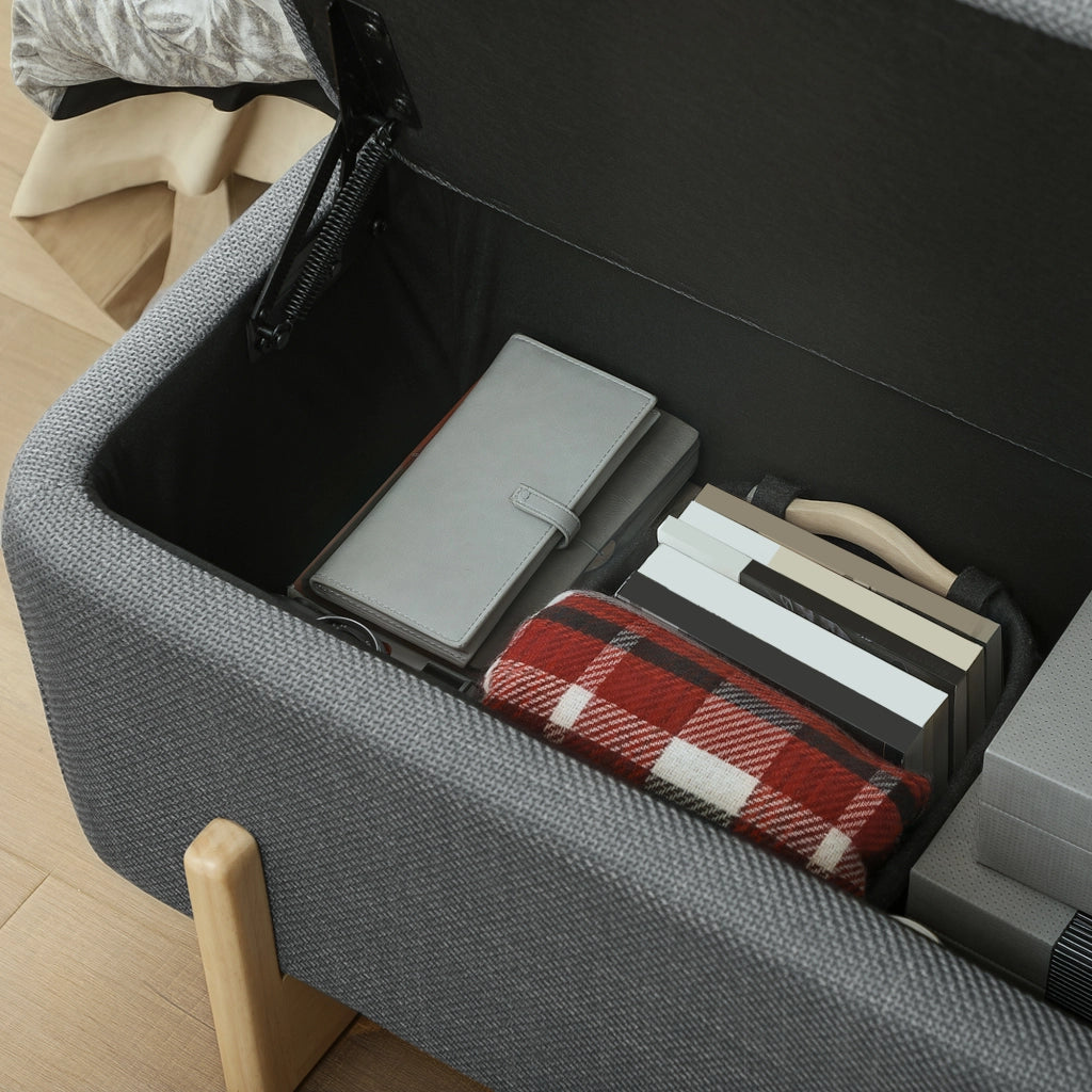Sgabello con contenitore ¨C Minimal ¨C 111x44x44,5 cm, tessuto, grigio scuro