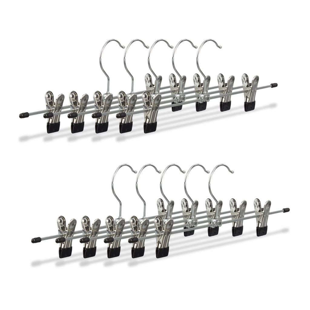 Set di 10 grucce con mollette antiscivolo polivalenti 9 x 35,5 x 2,5 cm in ferro cromato nero 13_0006167