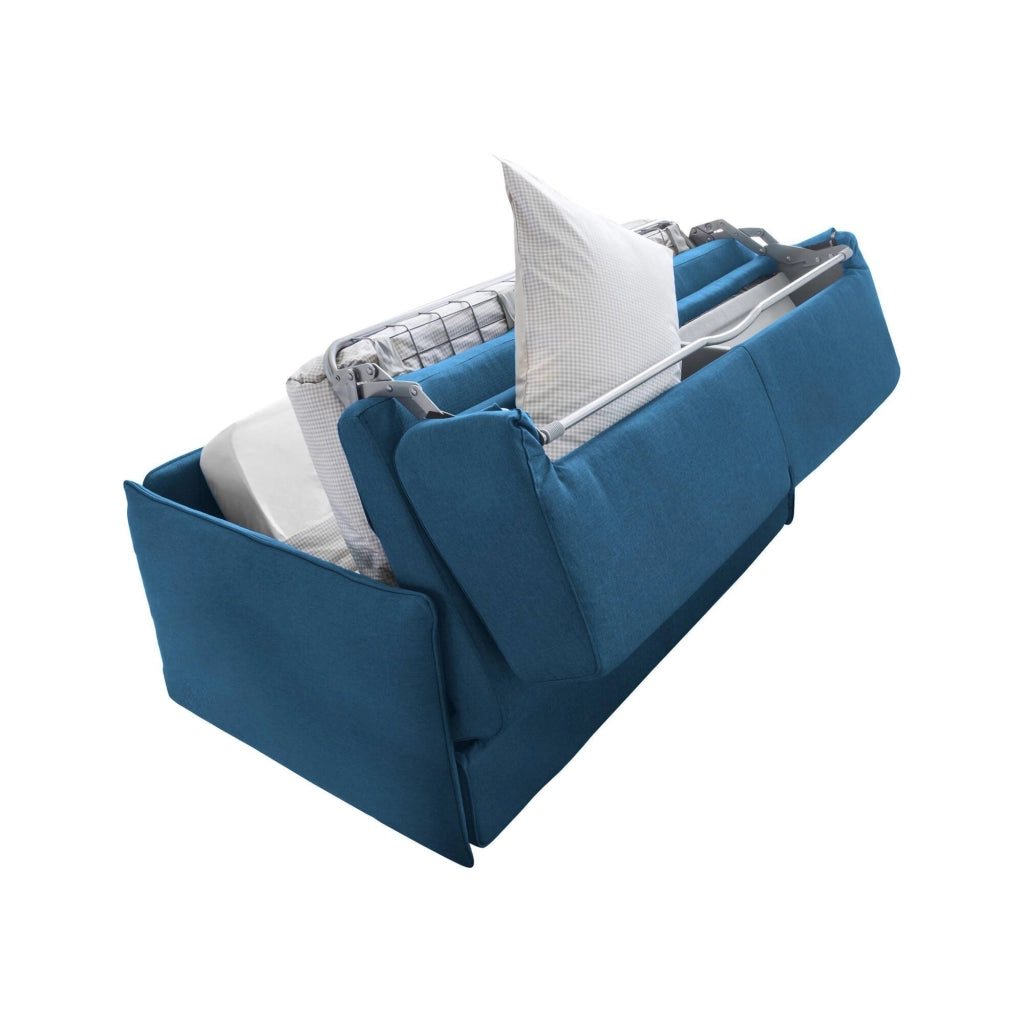 Gravere, Divano Letto 3 Posti Sfoderabile Made in Italy, 200x95 cm blu
