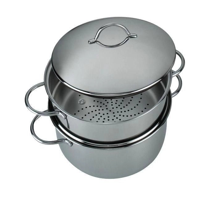 Barazzoni 475053520 VaporSet Set Vapore 2 in 1 Acciaio Inox 18-10 Capacita' 2.7 L Adatto Induzione Lavabile in Lavastoviglie colore Acciaio