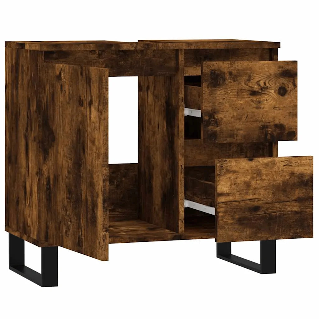 Armadietto Bagno | Armadio da bagno Rovere Fumo 65x33x60 cm in Legno Multistrato