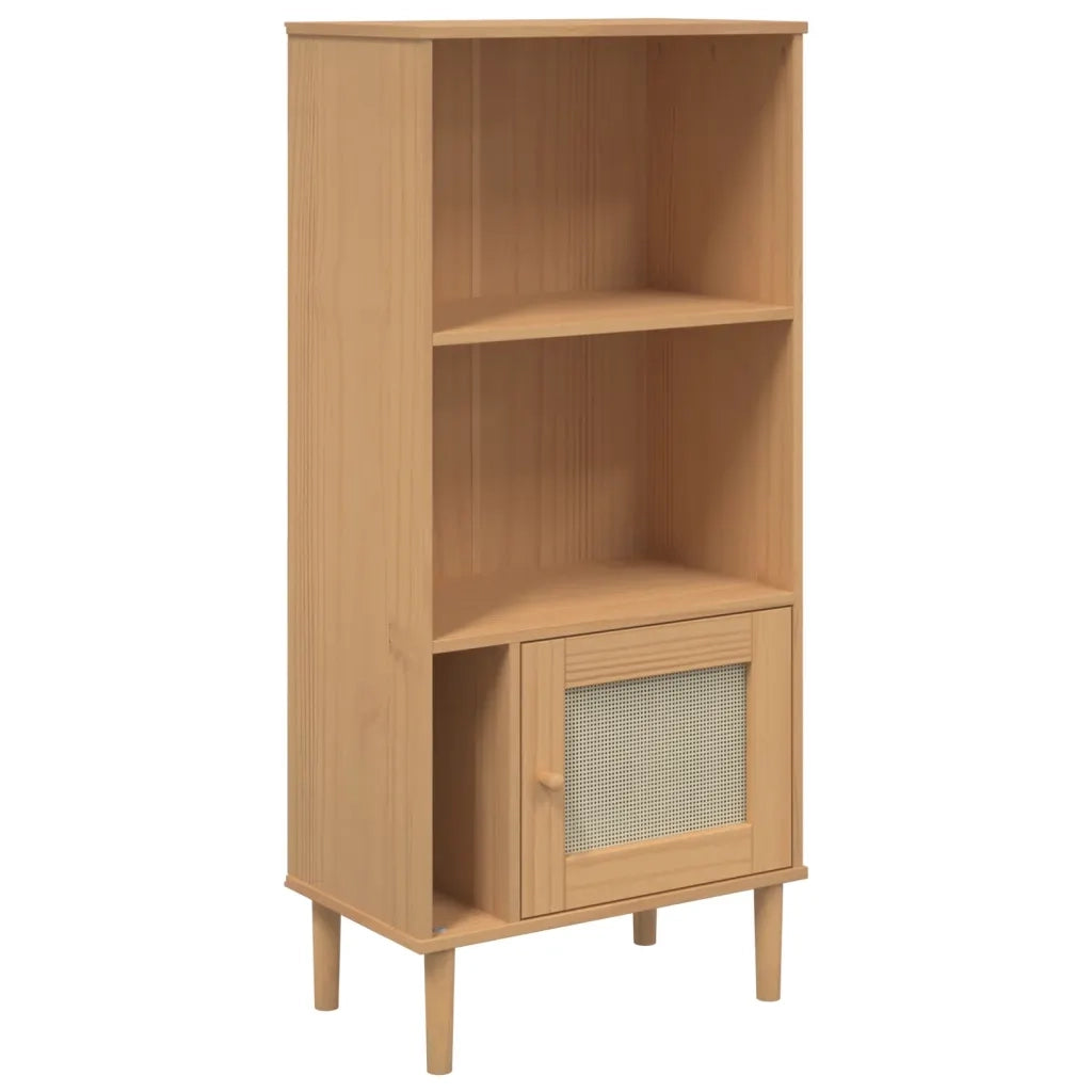 Credenza | Madia | Buffet da pranzo | Armadio da pranzo SENJA Aspetto Rattan Marrone 60x35x130 cm Legno Pino
