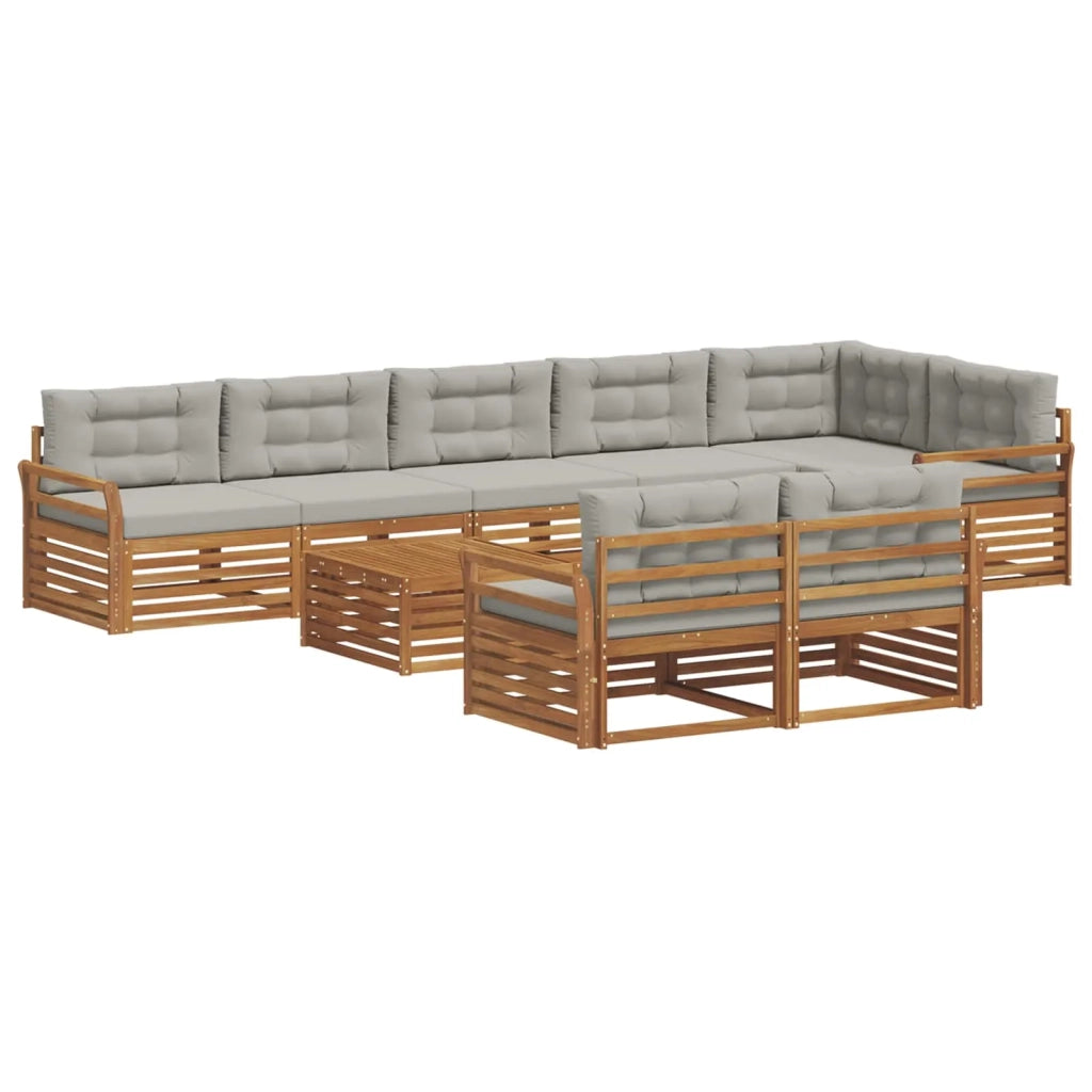 Set di divani da esterno 9 pcs Grigio Naturale e Chiaro 3373701