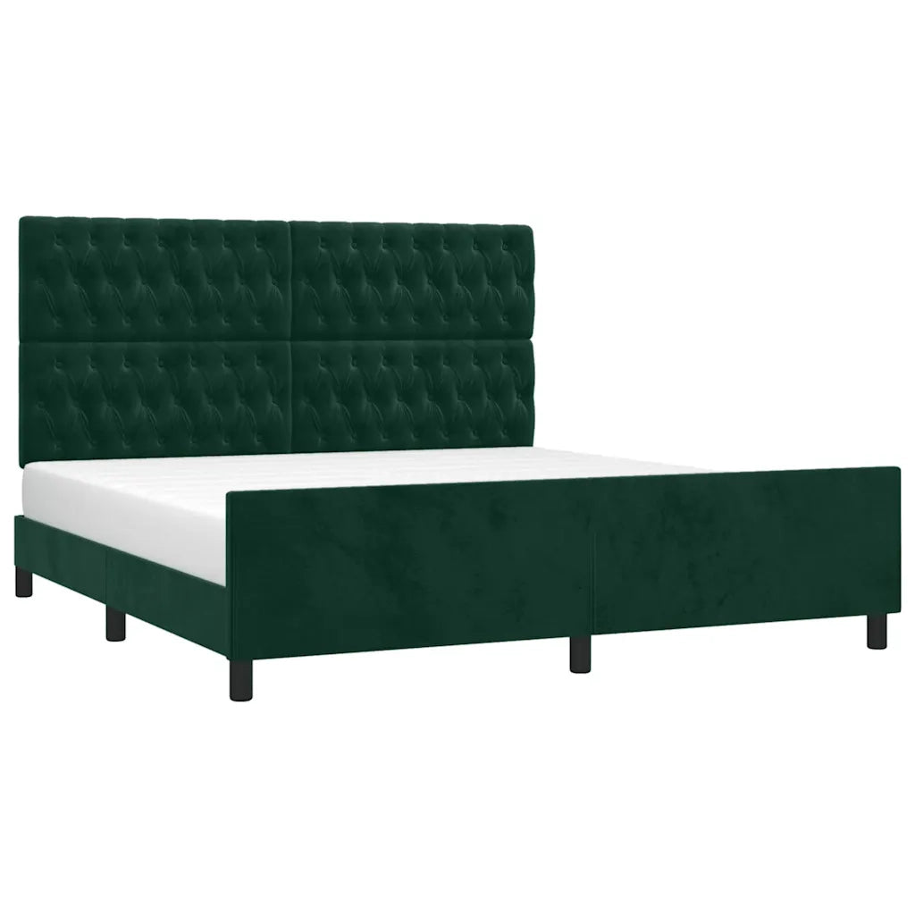 Giroletto con Testiera Verde Scuro 180x200 cm in Velluto 3125955