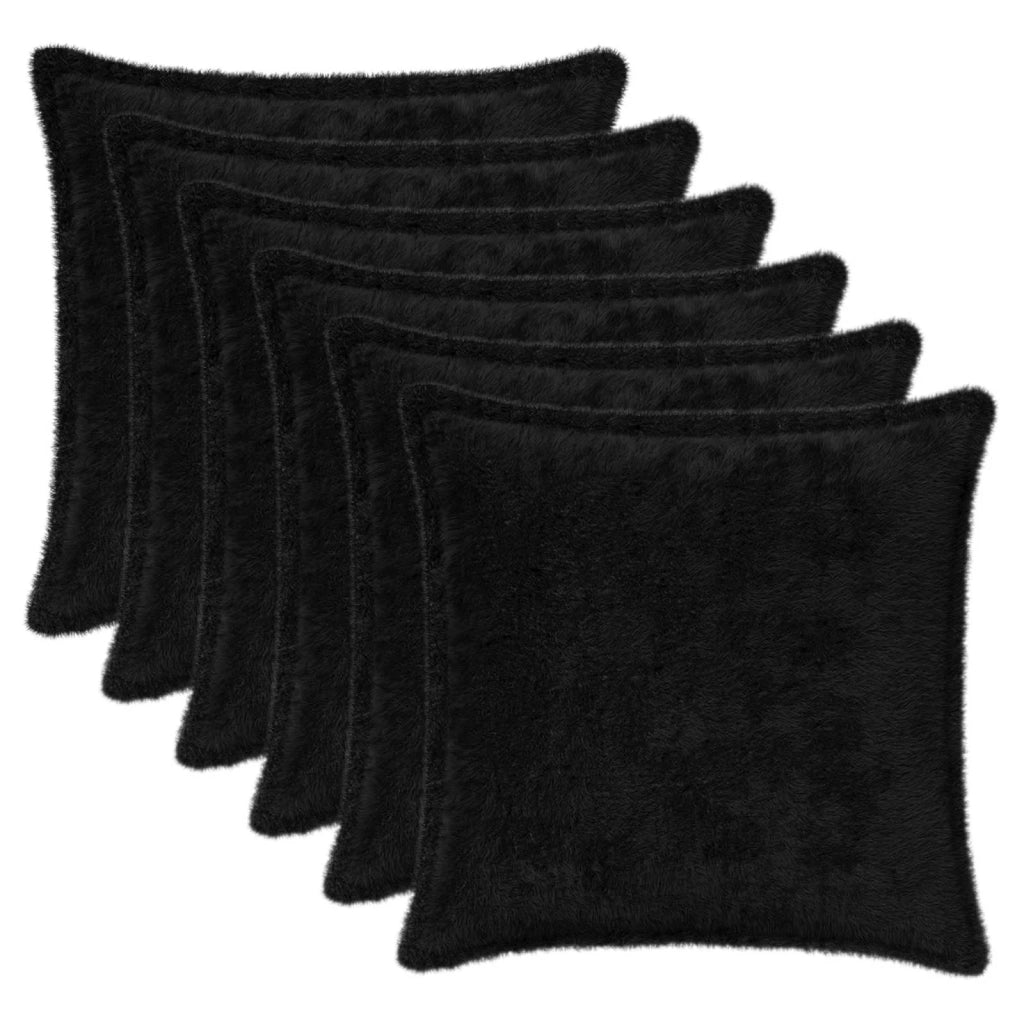 Federa 6 pz HOUTEN Nero 30 x 30 cm Pelliccia di Coniglio Finta 916024