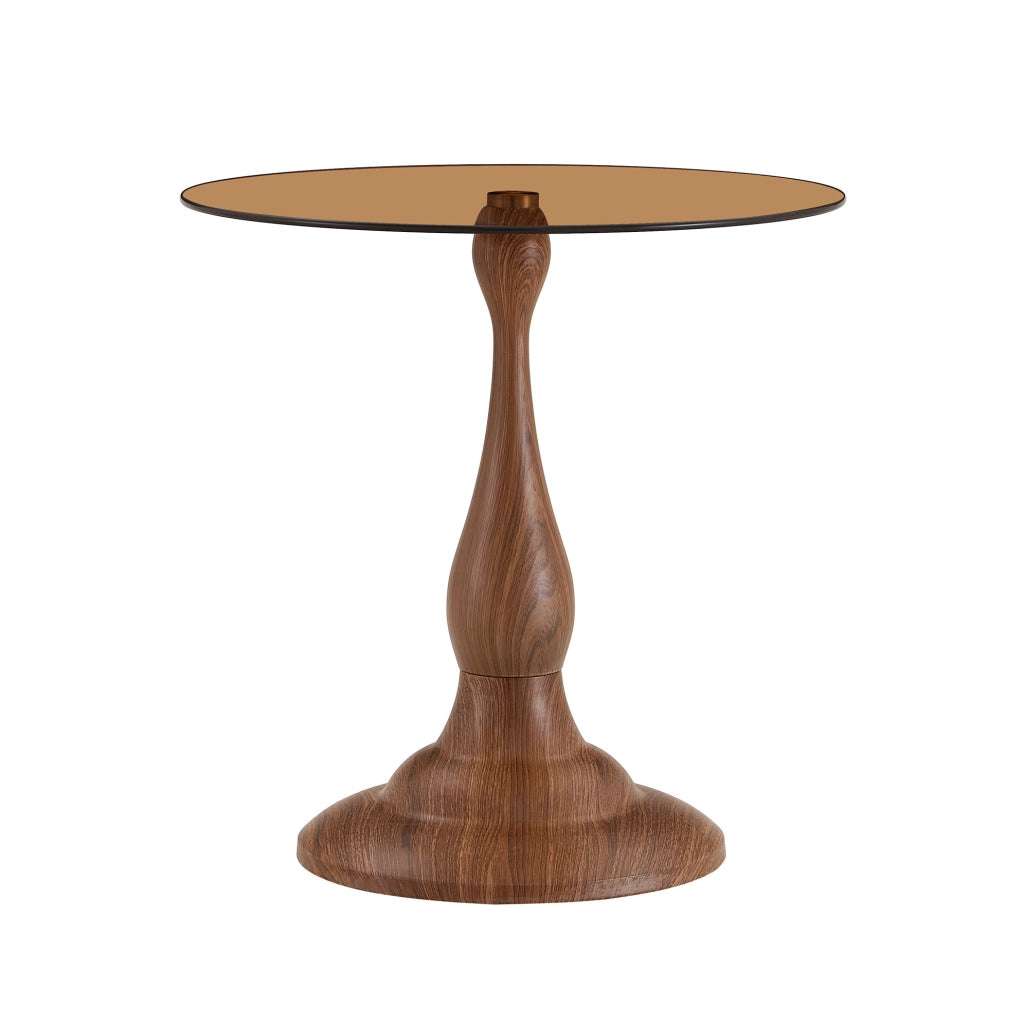 Tavolino rotondo in vetro Ø 50 cm marrone con base in metallo HOMVRA