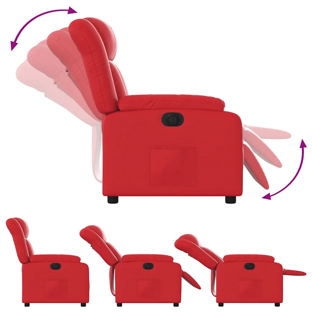 Divano Sedia-Poltrona Reclinabile Elettrica Rossa in Similpelle 762098
