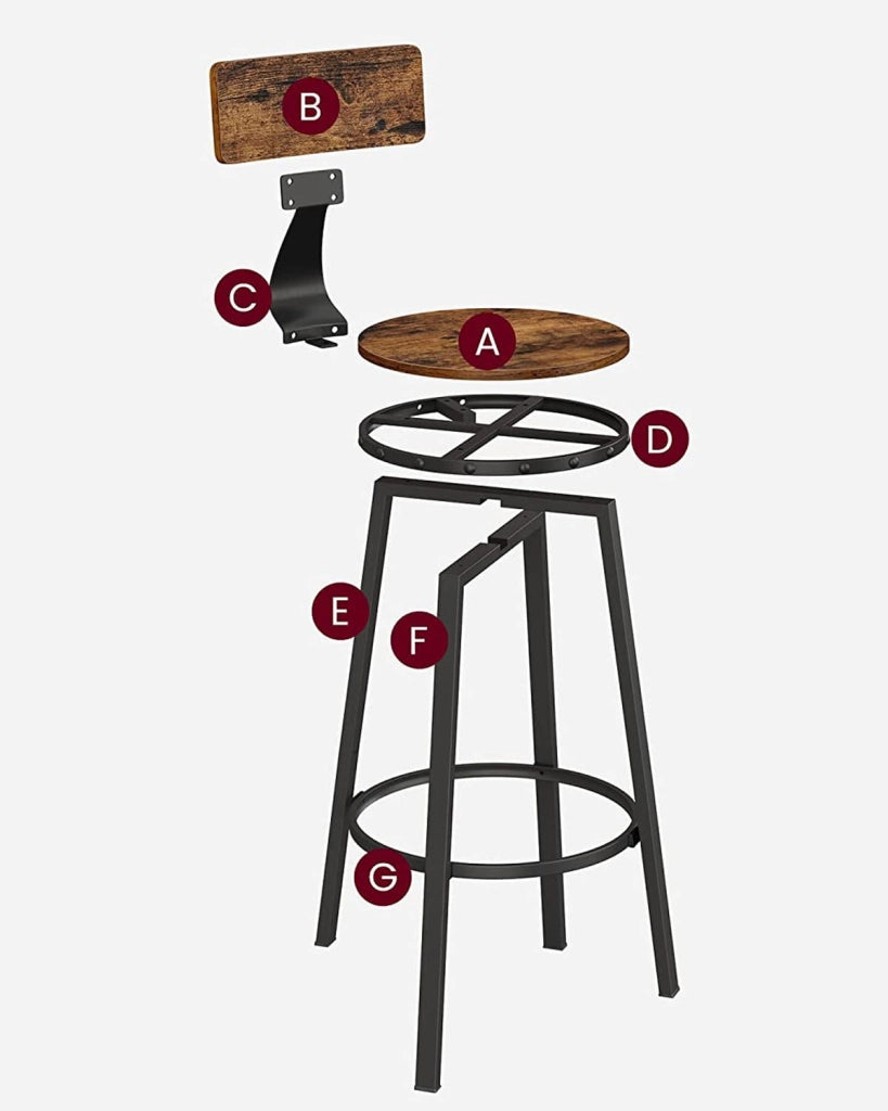 SGABELLI DA BAR Valora 2 PEZZI Stile Loft Marrone Rustico per Cucina x2