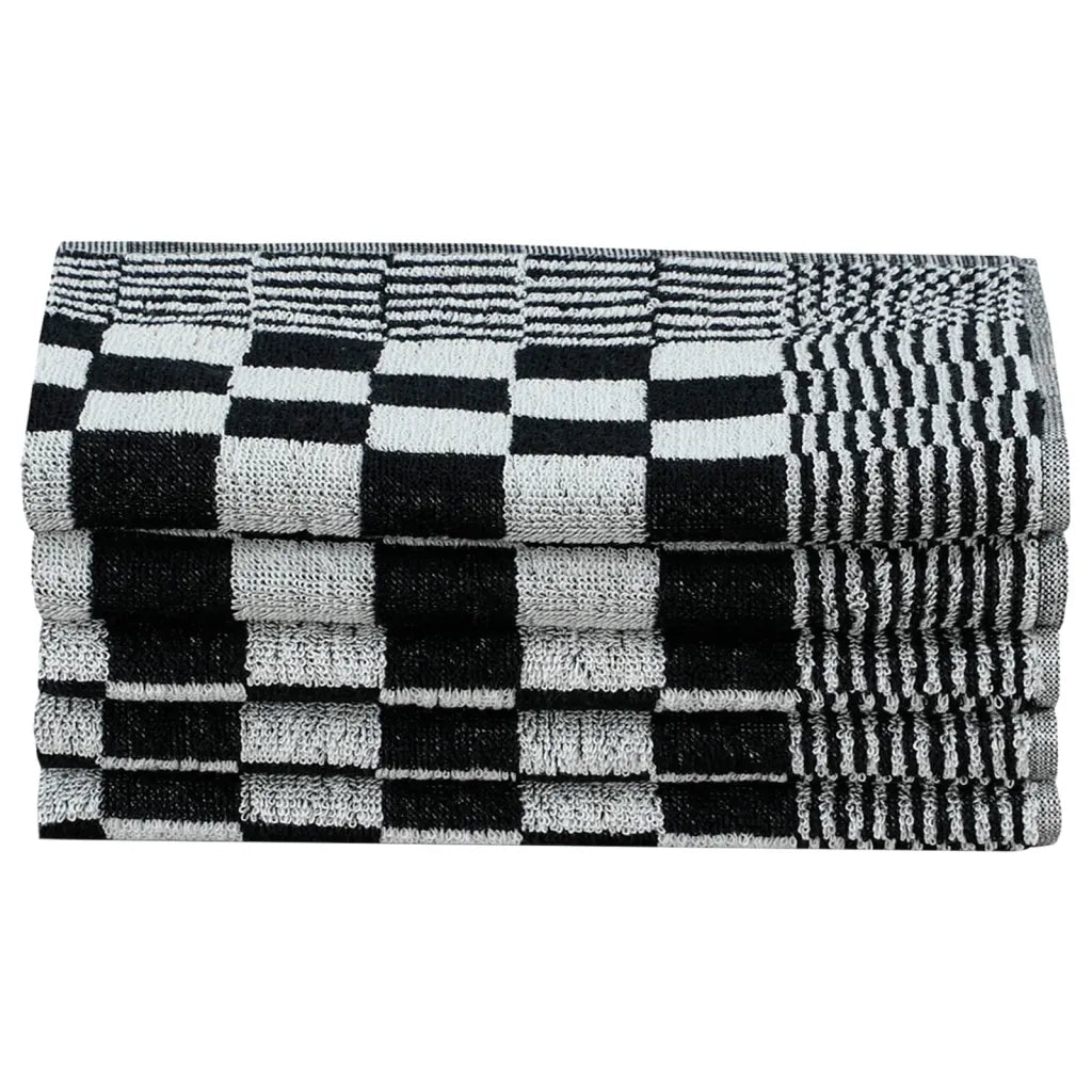 Set Strofinacci 10 pz | Teli per bagno in Cotone Nero e Bianco