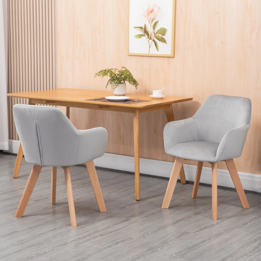 Set di 2 sedie da pranzo grigie con braccioli