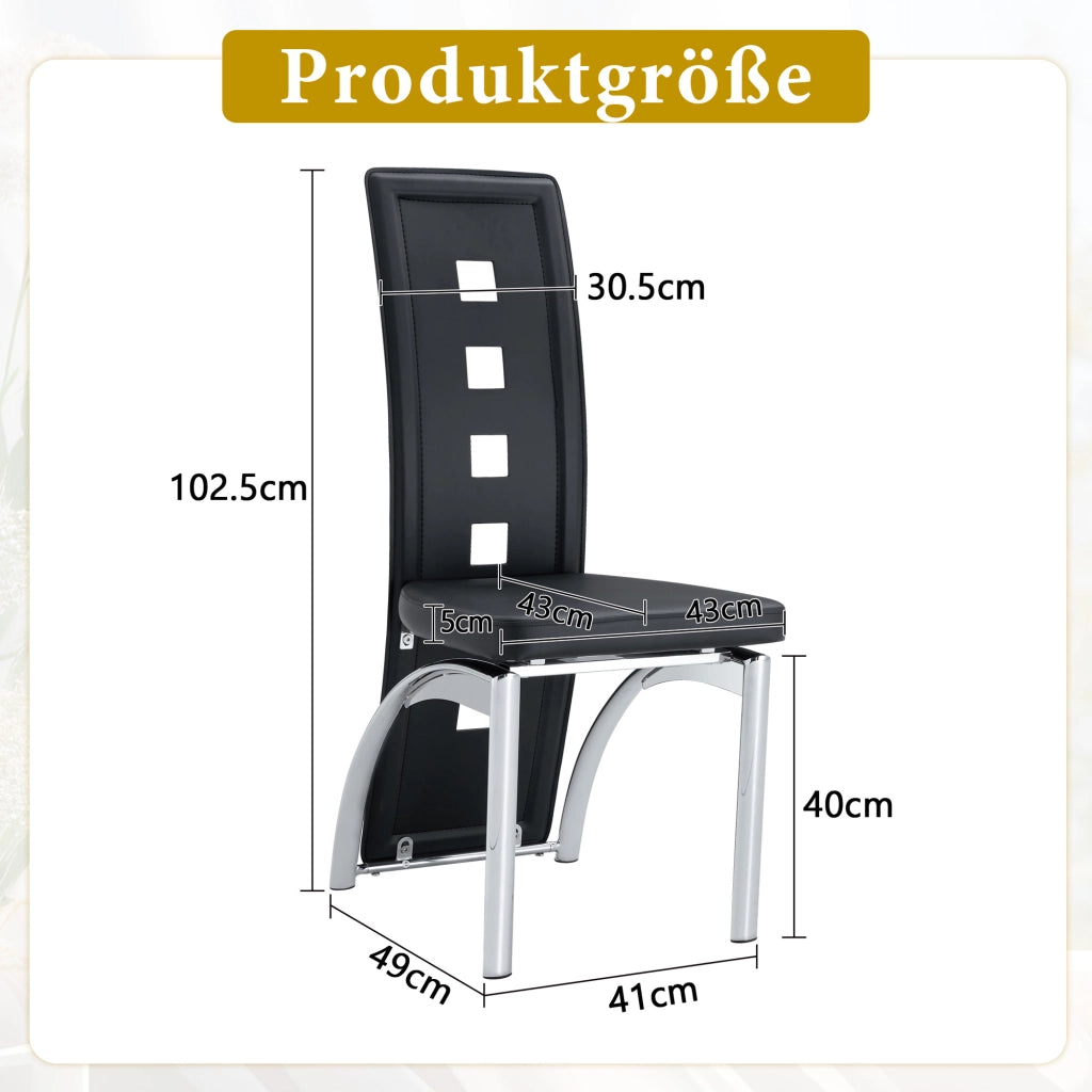SEDIA DA PRANZO Set da 2 pezzi 102,5 cm PU nero metallo argento