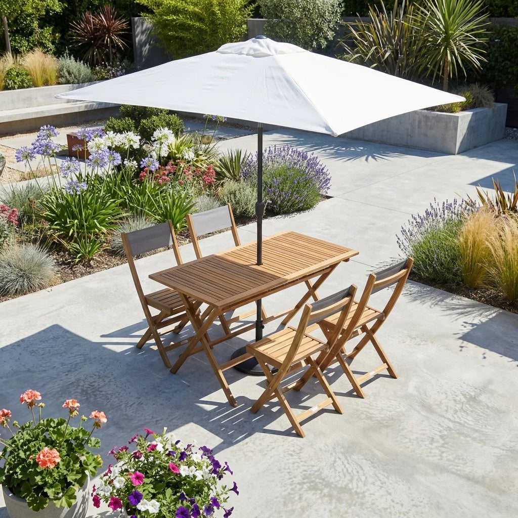 Ombrellone rettangolare  da giardino Aren (300x200 cm), acciaio e poliestere, palo diam. 38 mm, apertura antivento con manovella, senza base, colore ecru