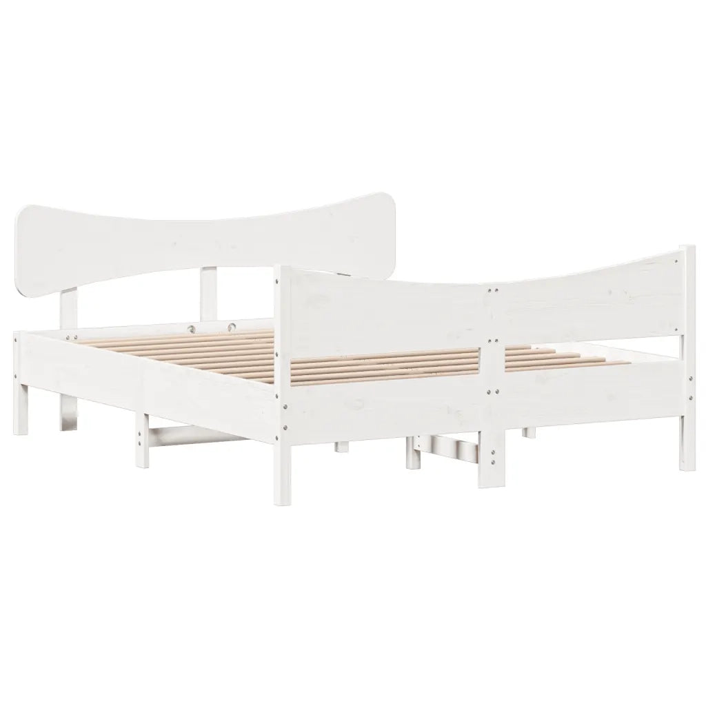 Giroletto senza Materasso Bianco 140x200 cm Legno Massello Pino