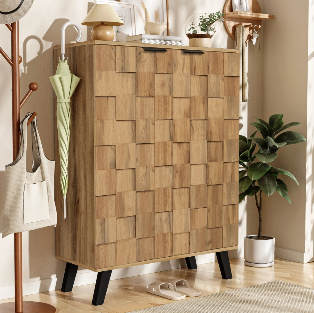 Scarpiera 80;5 x 35 x 109;5 cm effetto legno con 4 ripiani regolabili HOMVRA