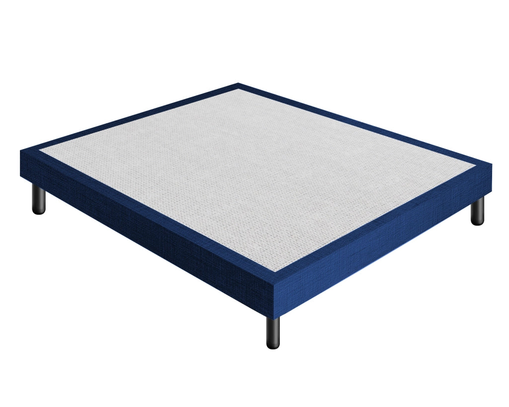 Letto Sommier Matrimoniale 160x200 Blu Rivestito - Resistente fino a 120 Kg per Persona