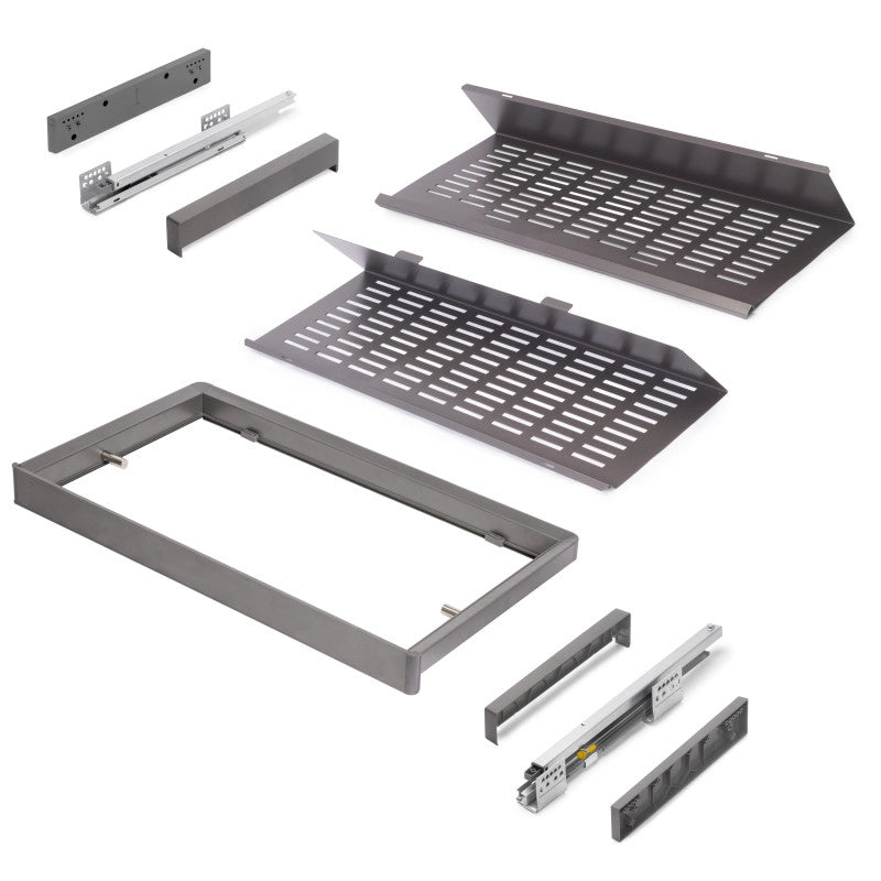 Cassetto portascarpe per armadi e cabine armadio Quartz, 440 (M60), Acciaio, Titanio