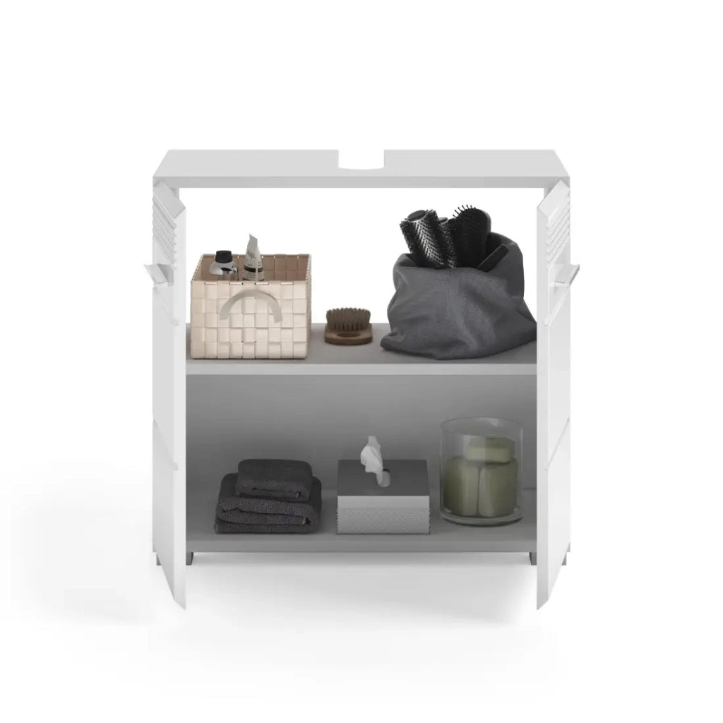 Mobile sottolavabo 2 porte - Bianco laccato - KLEANKIN