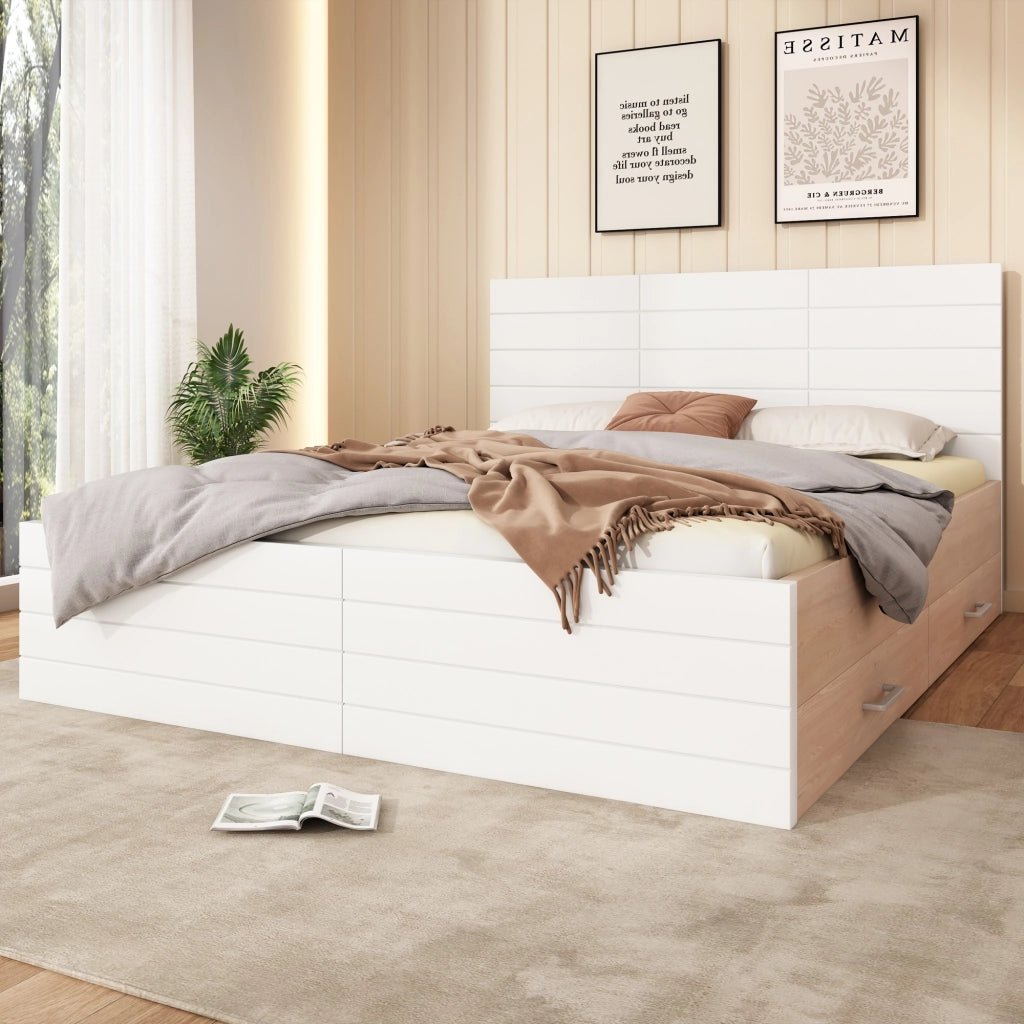 Set Camera da Letto 160x200 cm con ; White + Light Oak