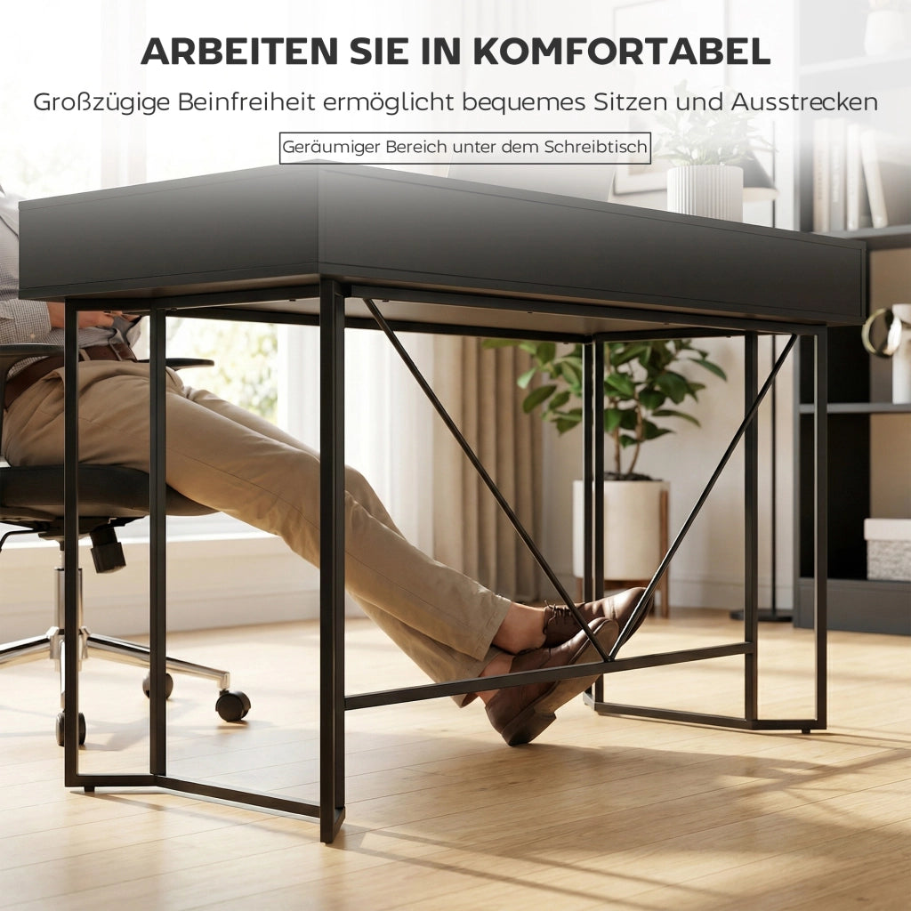 Scrivania computer con cassetti ¨C Minimal ¨C Nero 120x60x77 cm