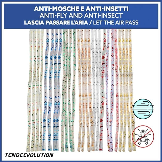 Tenda Antimosche Modello GLIT in PVC, Plastica Verde | Largh. 1m x Alt. 2,20m | Protezione Insetti, Porta, Esterno, Interno