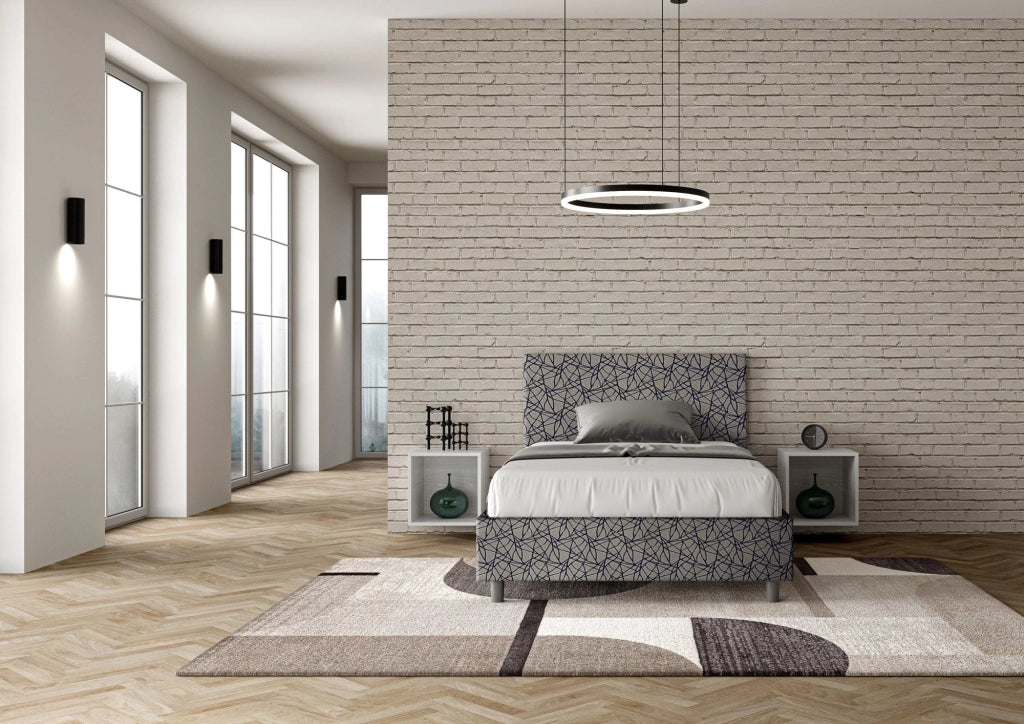 Letto 1 Piazza e Mezzo 120x200 cm con Rete e Contenitore Adele Era 09 Blu