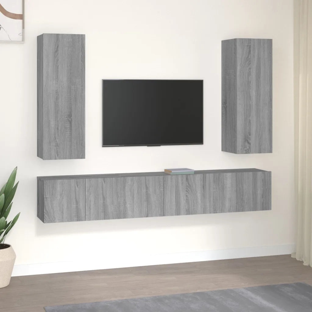 Set di Mobili Porta TV 5 pz Grigio Sonoma in Legno Multistrato 3120210