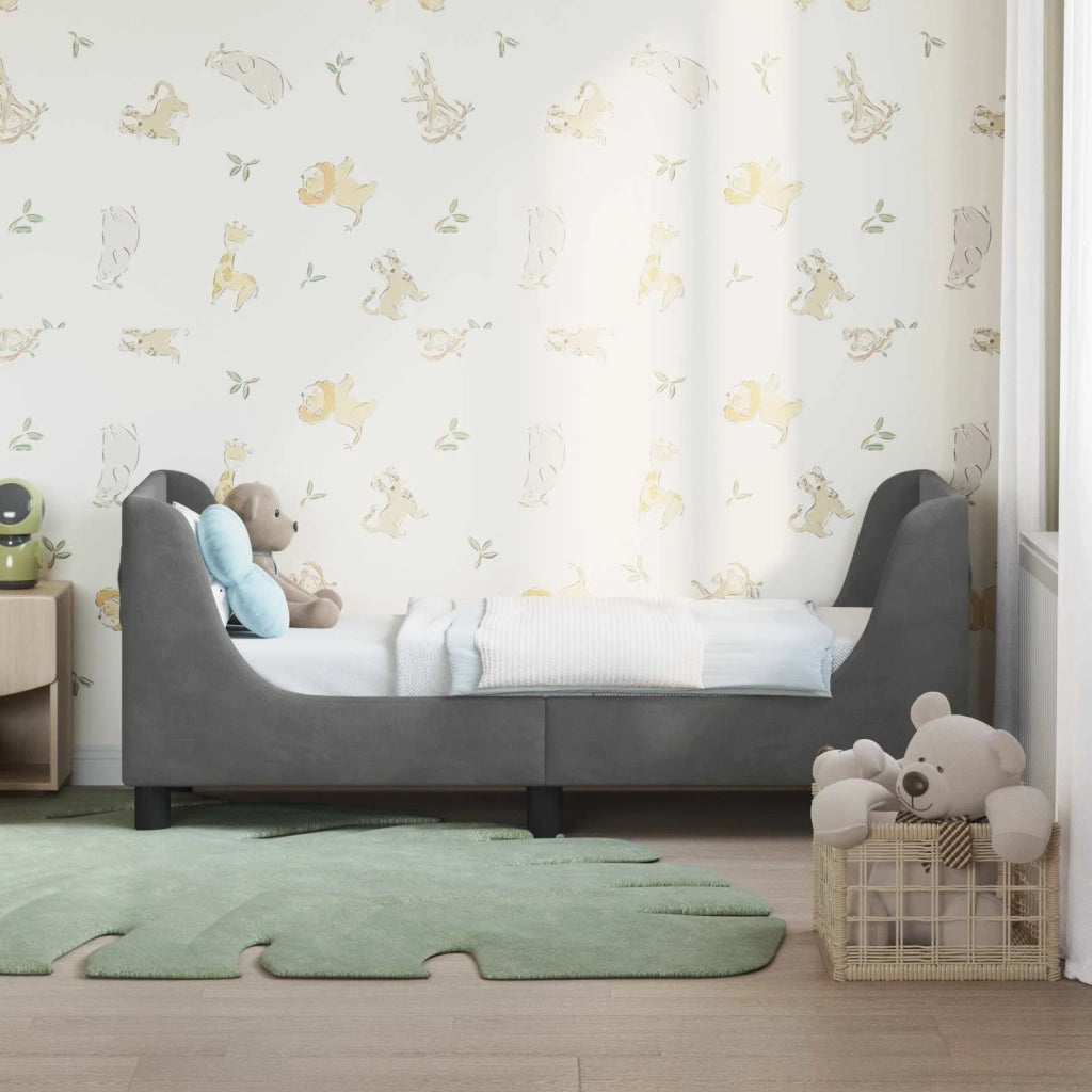 Letto singolo | Letto per adulti | Struttura letto per bambini con testata Grigio Scuro Velluto