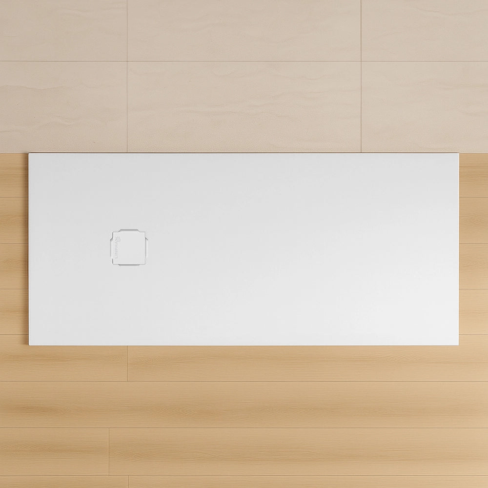 Piatto doccia 90x120 in marmoresina bianco con griglia in acciaio inox Harmony