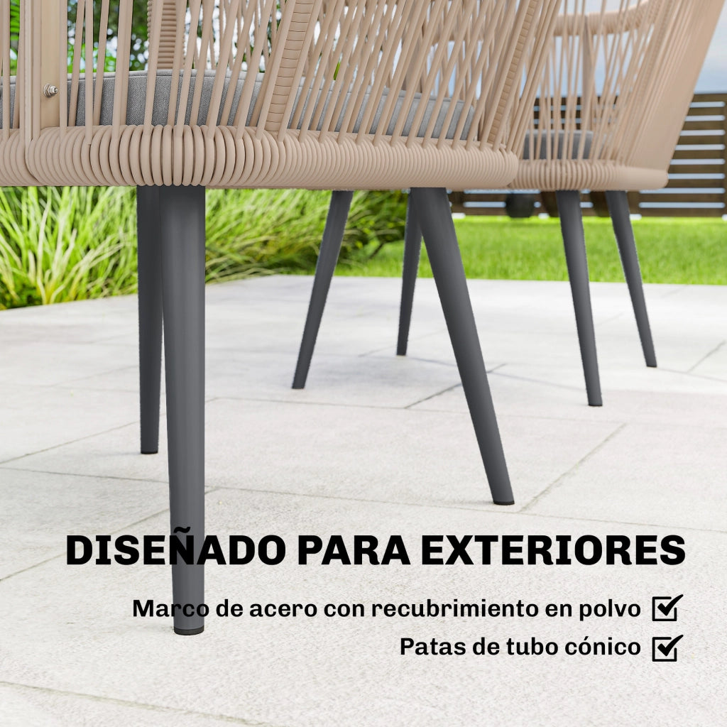 Sedia da giardino ¨C zephmum ¨C set di 2, in polyrattan e metallo, con cuscini e braccioli, 54x65x80 cm, grigio