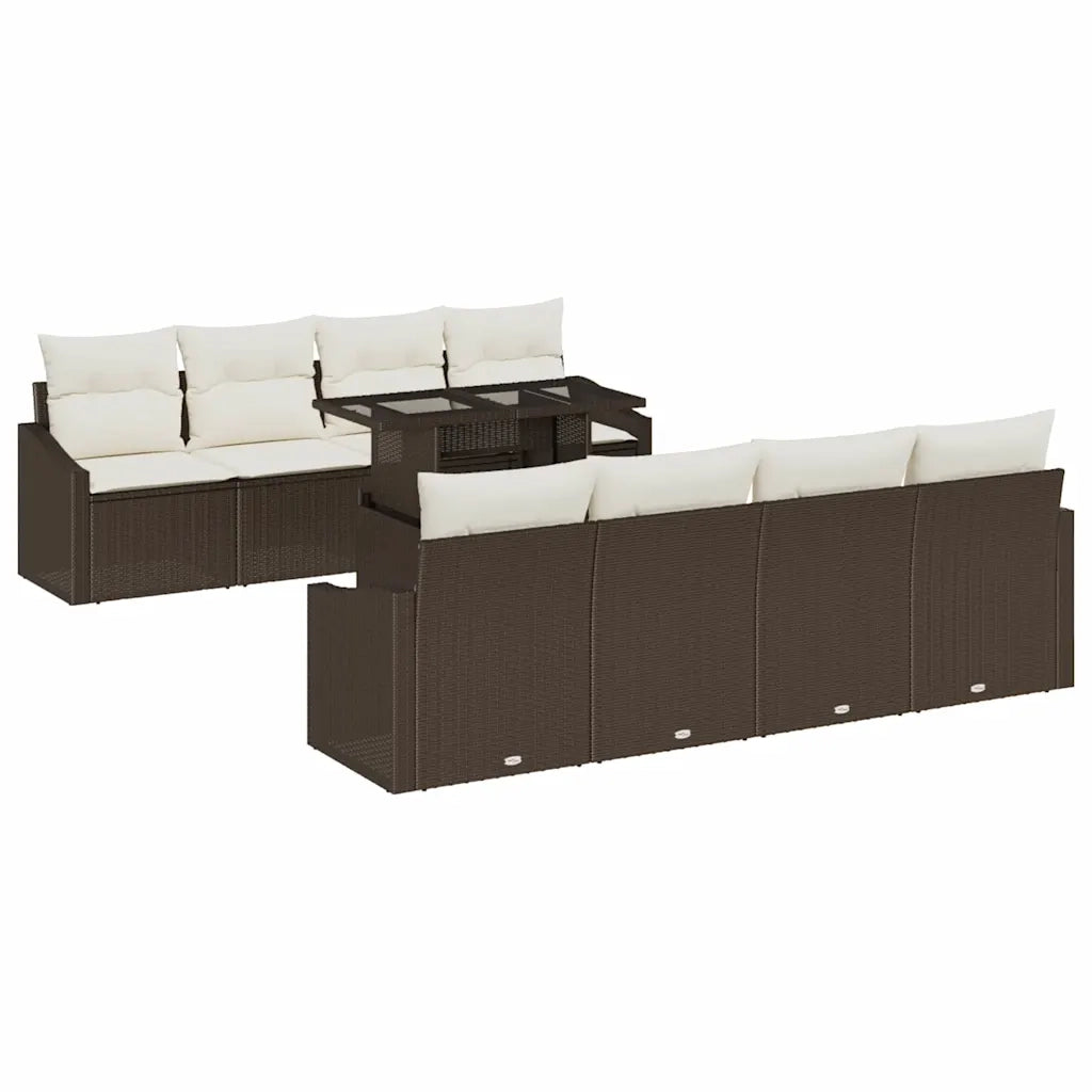 Set Divano da Giardino 7 pcs Marrone e Crema polyrattan