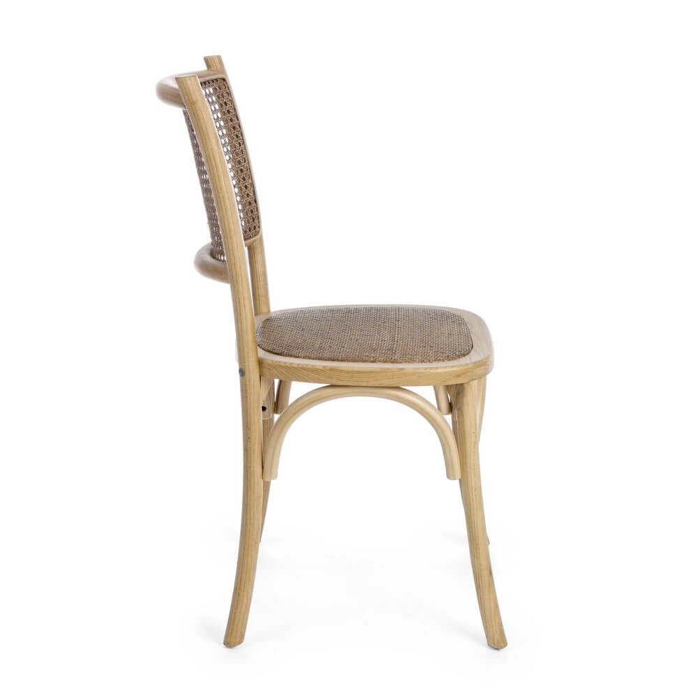 Sedia in Legno di Olmo con Seduta e Schienale in Rattan - CATA