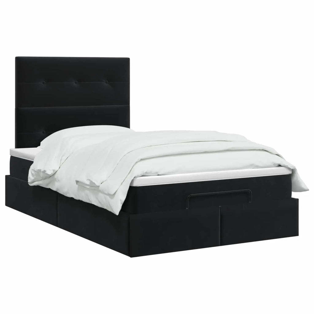 Letto Ottomano con Materasso e LED Nero 120 x 200 cm Velluto 3458297