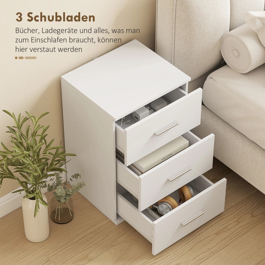 Comodino con 3 cassetti ¨C Xylo ¨C MDF bianco