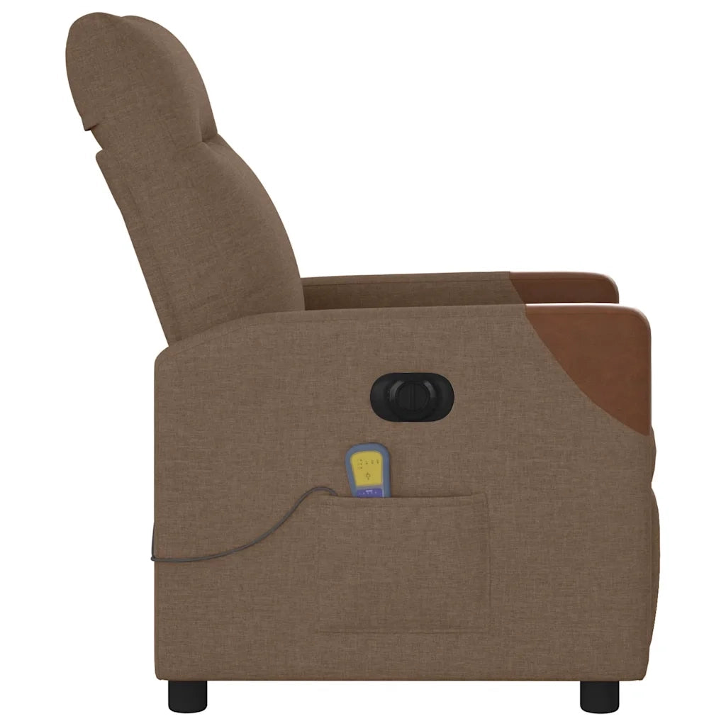 Poltrona Massaggiante | Sedia Relax Reclinabile Elettrica Marrone in Tessuto