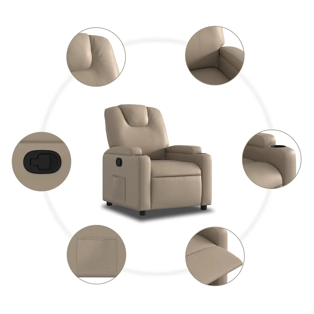 Divano Sedia-Poltrona Reclinabile Cappuccino in Similpelle 962034