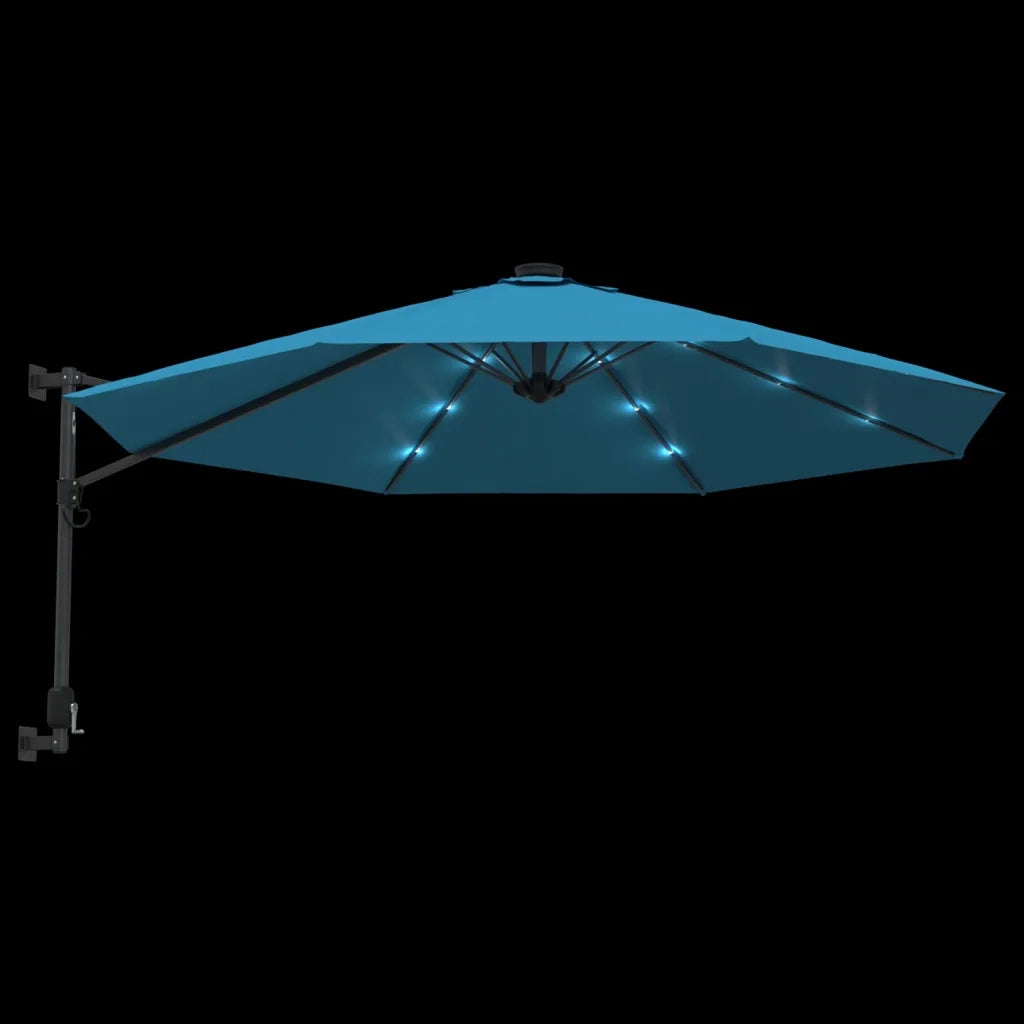 Ombrellone a Parete con LED Blu Mare 290 cm 362894