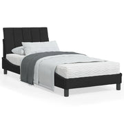 Letto con Materasso Hanko Nero 90x200 cm in Velluto