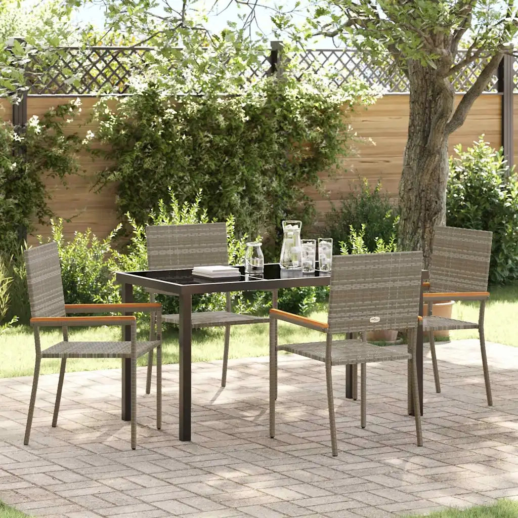 Set da Pranzo per Giardino con cuscino 5 pcs Grigio polyrattan 3379711