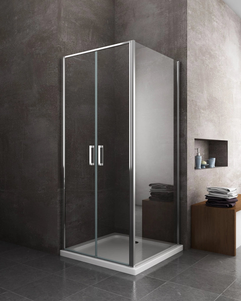 Box doccia angolare parete fissa e porta battente tipo saloon vetro 6 mm reversibile MISURA 97,5-100 ANTA FISSA + PORTE 67-70