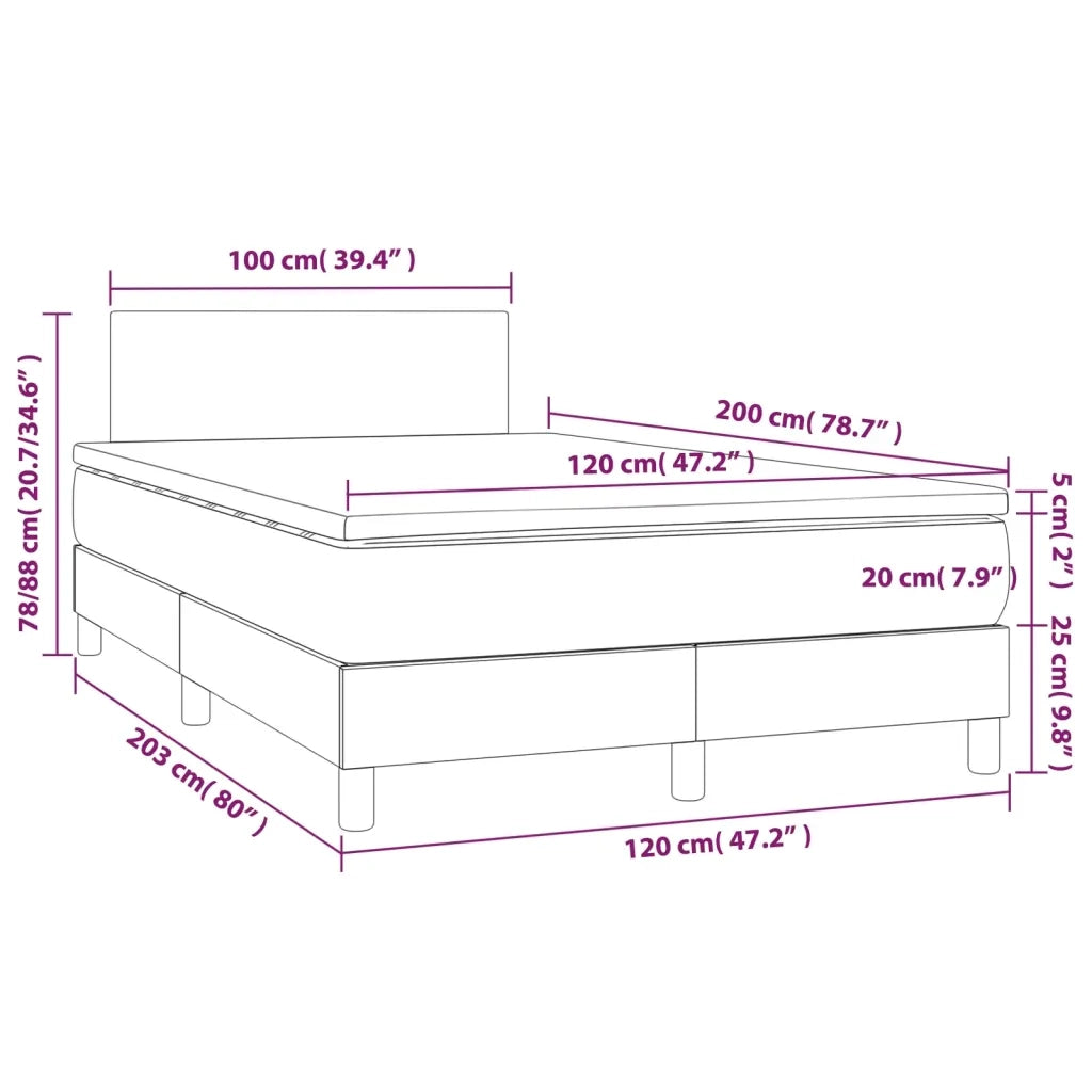 Giroletto a Molle con Materasso Grigio Scuro 120x200 cm Tessuto 3139882