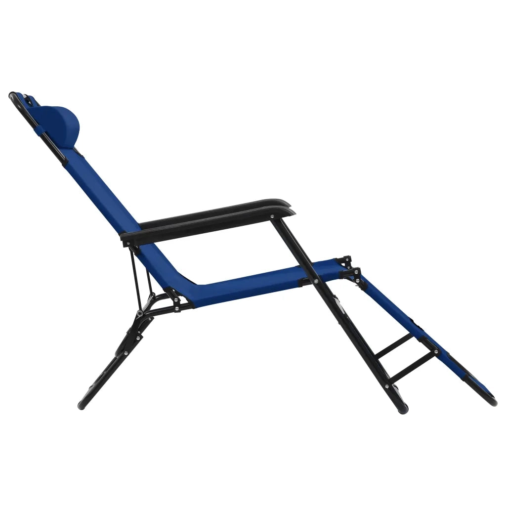 Lettini Prendisole 2 pz | Sdraio da giardino | Lettino da sole Pieghevoli con Poggiagambe Acciaio Blu