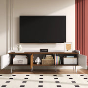 Mobile TV 160x39x49,5 cm a 3 ante in MDF e truciolare bianco e naturale