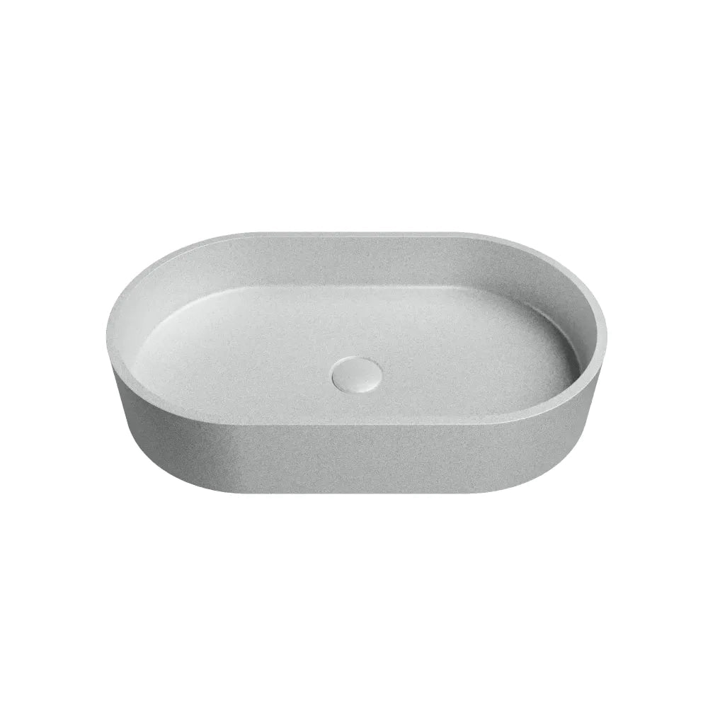 Lavabo da appoggio ovale in microcemento 60x35x12 cm bianco | Iseo