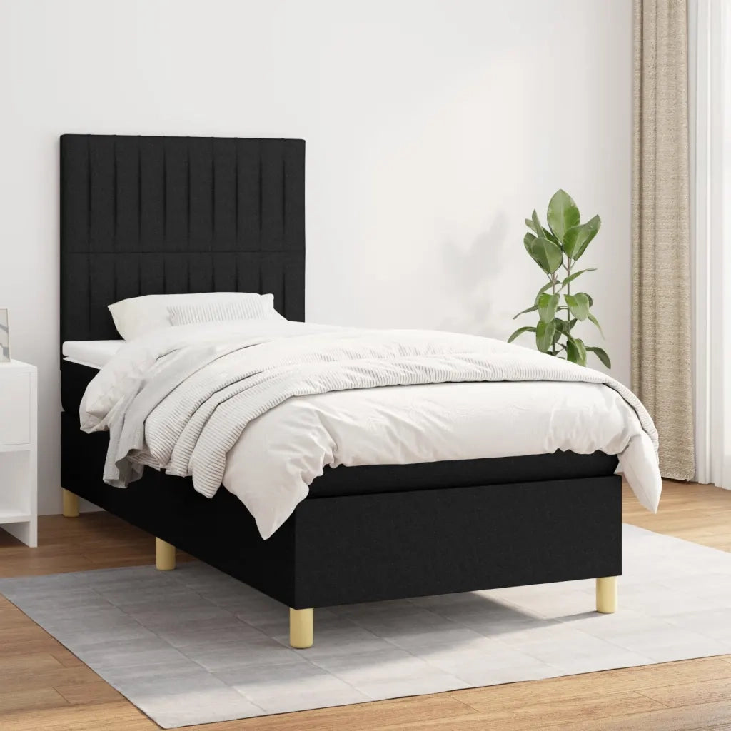 Giroletto a Molle con Materasso-Struttura Letto Nero 80x200 cm inTessuto 677765