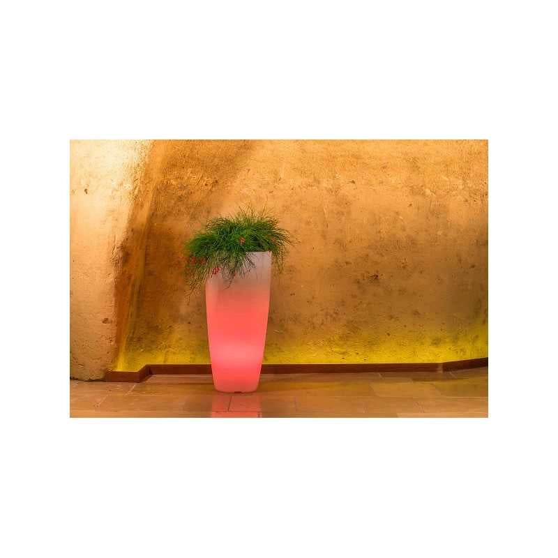 Vaso luminoso modernon di design Ø33 H70 in polimero resistente con LED rosso per interno ed esterno - Made in Italy - Monacis