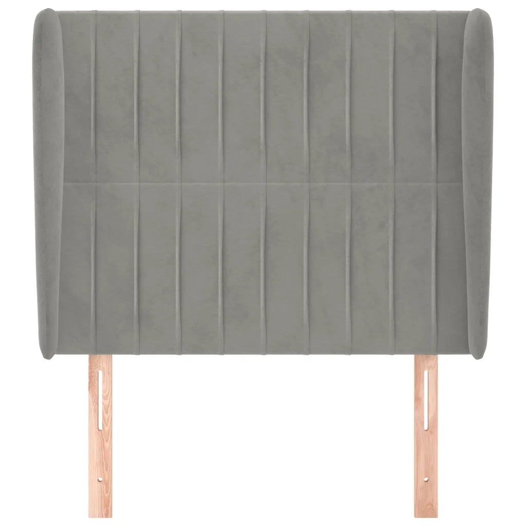 Testiera | Testata ad Orecchio Grigio Chiaro 83x23x118/128 cm in Velluto