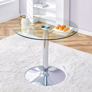 Tavolo da bar rotondo 85 x 76 cm argento vetro e metallo - base stabile